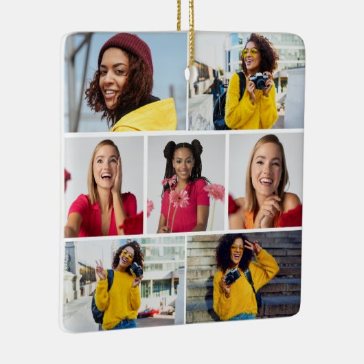 Entwerfen Sie Ihre eigene 7 FotoCollage Keramikornament (Rechts)