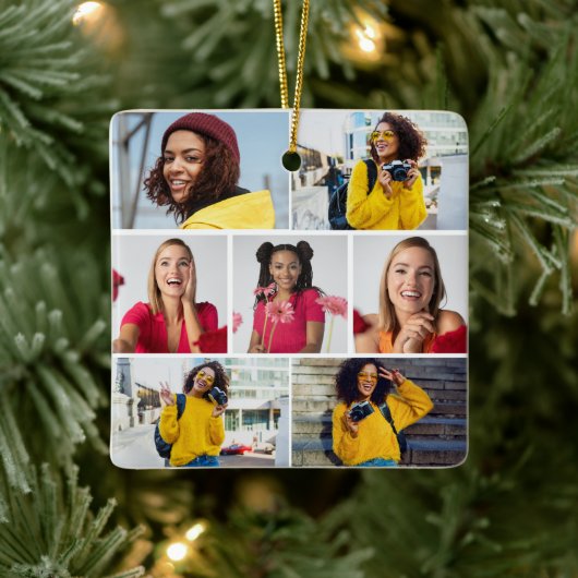 Entwerfen Sie Ihre eigene 7 FotoCollage Keramikornament (Baum)