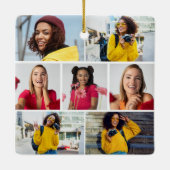 Entwerfen Sie Ihre eigene 7 FotoCollage Keramikornament (Rückseite)