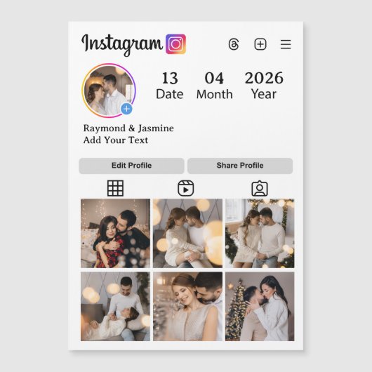 Entwerfen Sie Ihre eigene 7 FotoCollage Magnetkarte (Vorderseite)