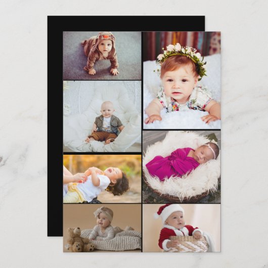 Entwerfen Sie Ihre eigene 7 FotoCollage Mitteilungskarte (Vorne/Hinten)