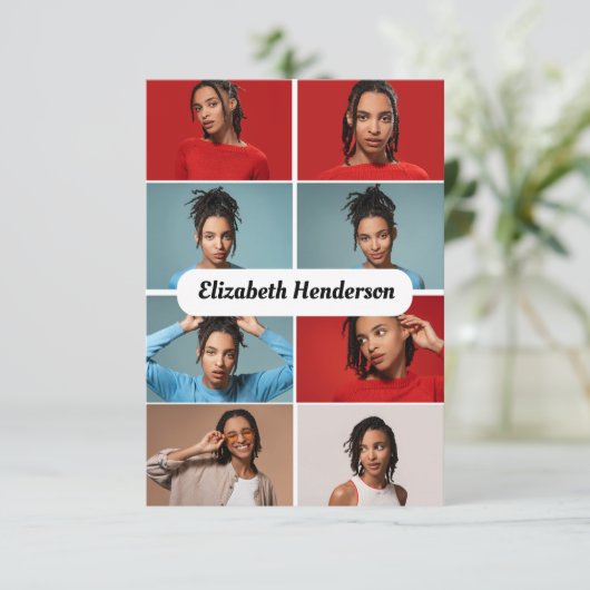 Entwerfen Sie Ihre eigene 8 FotoCollage Karte (Stehend Vorderseite)