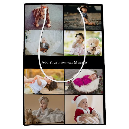 Entwerfen Sie Ihre eigene 8 FotoCollage Mittlere Geschenktüte (Vorderseite)