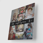 Entwerfen Sie Ihre eigene 8 FotoCollage Quadratische Wanduhr (Winkel)