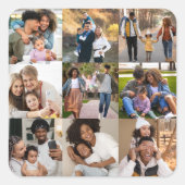 Entwerfen Sie Ihre eigene 9 FotoCollage Quadratischer Aufkleber (Vorderseite)