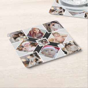 Entwerfen Sie Ihre eigene 9 FotoCollage Rechteckiger Pappuntersetzer