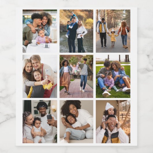 Entwerfen Sie Ihre eigene 9 FotoCollage Weinetikett (Einzelnes Label)