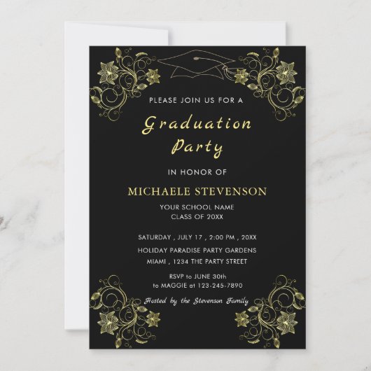 Entwerfen Sie Ihre eigene Black Gold Abschluss Ein (Vorderseite)