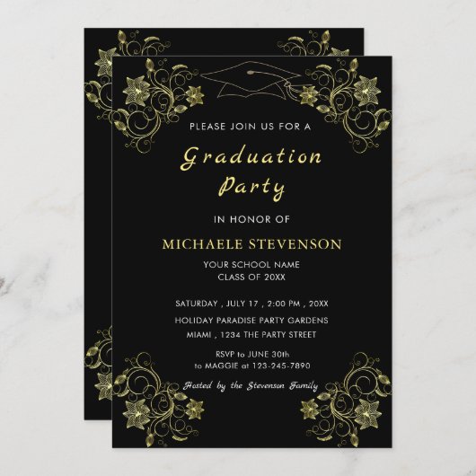 Entwerfen Sie Ihre eigene Black Gold Abschluss Ein (Vorne/Hinten)