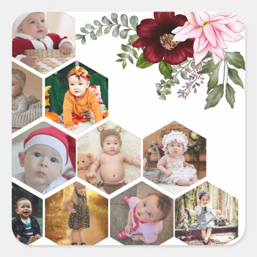 Entwerfen Sie Ihre eigene Blumenkollektion 10 Quadratischer Aufkleber (Vorderseite)