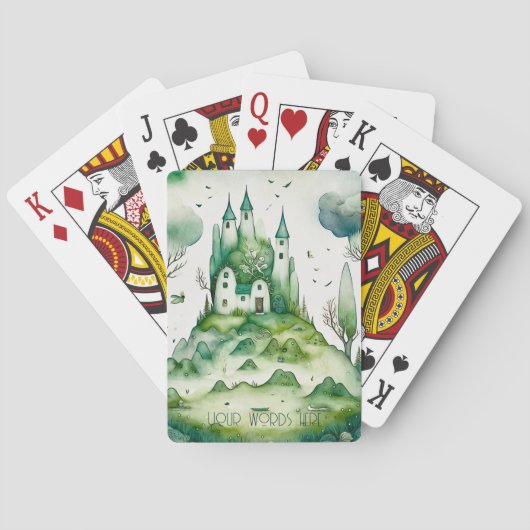 Entwerfen Sie Ihre eigene grüne Fantasy Castle Lan Spielkarten (Rückseite)