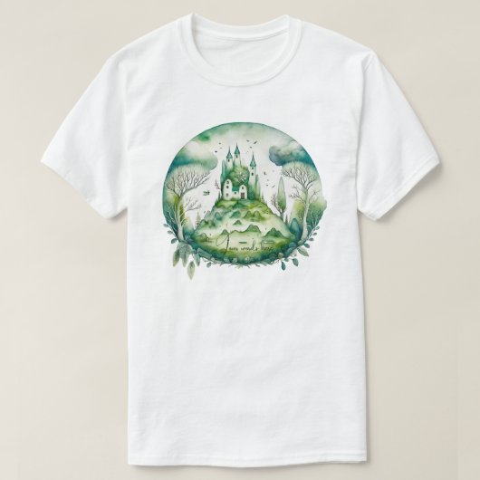 Entwerfen Sie Ihre eigene grüne Fantasy Castle Lan T-Shirt (Design vorne)