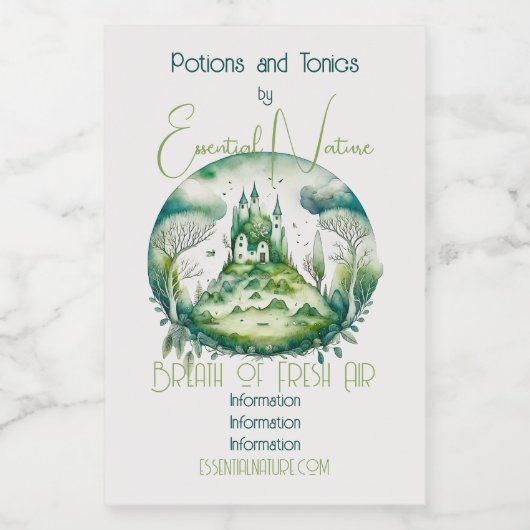 Entwerfen Sie Ihre eigene grüne Fantasy Castle Lan Weinetikett (Einzelnes Label)