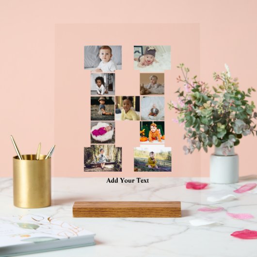 Entwerfen Sie Ihre eigene Letter-H-FotoCollage Acrylschild (Hochzeit)