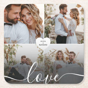 Entwerfen Sie Ihre eigene Liebe Collage Fotografy Rechteckiger Pappuntersetzer