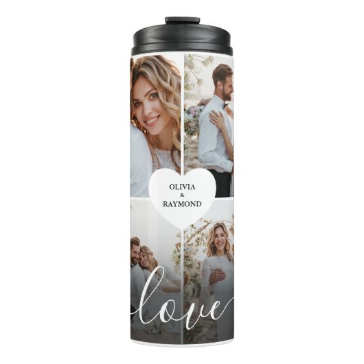 Entwerfen Sie Ihre eigene Liebe Collage Fotografy Thermosbecher (Vorderseite)