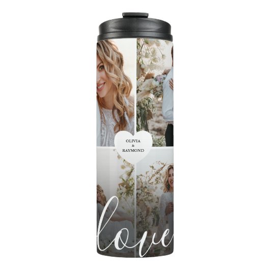Entwerfen Sie Ihre eigene Liebe Collage Fotografy Thermosbecher (Vorderseite)