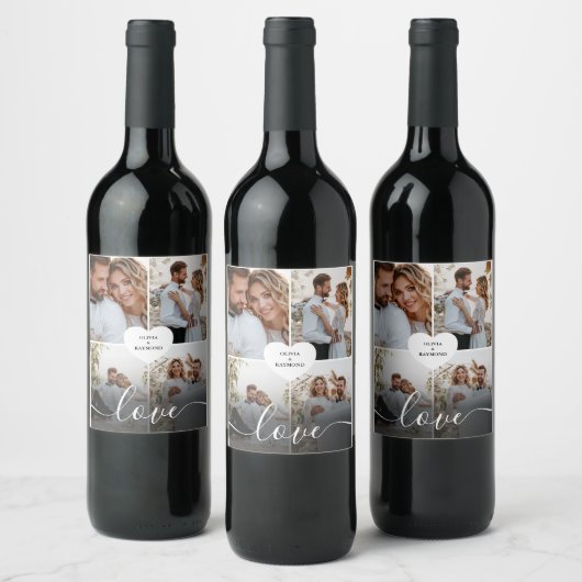 Entwerfen Sie Ihre eigene Liebe Collage Fotografy Weinetikett (Flaschen)
