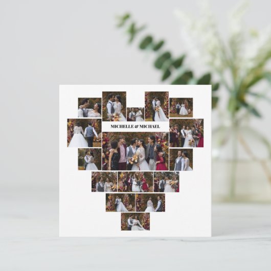 Entwerfen Sie Ihre eigene Liebe Herz geformt FotoC Dankeskarte (Stehend Vorderseite)