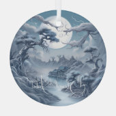 Entwerfen Sie Ihre eigene mistelblaue Landschaft Ornament Aus Glas (Rückseite)