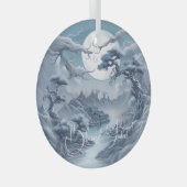 Entwerfen Sie Ihre eigene mistelblaue Landschaft Ornament Aus Glas (Vorderseite Rechts)