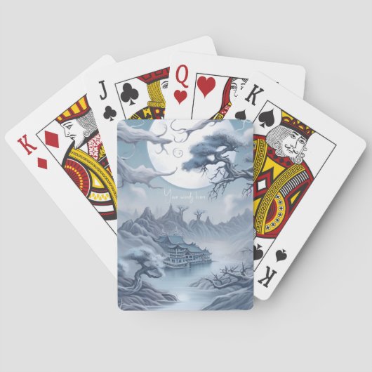 Entwerfen Sie Ihre eigene mistelblaue Landschaft Spielkarten (Rückseite)