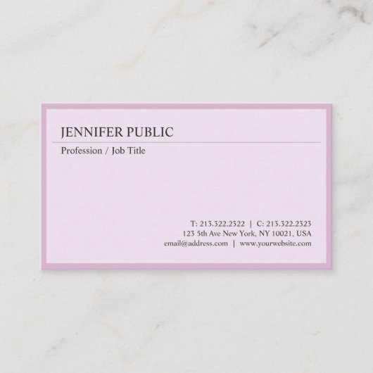 Entwerfen Sie Ihre eigene moderne Elegant Design S Visitenkarte (Vorderseite)