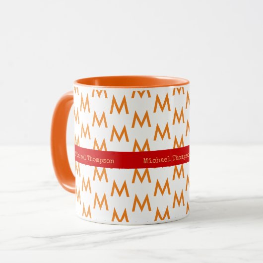 Entwerfen Sie Ihre eigene orangefarbene Tasse mit (Vorderseite Links)