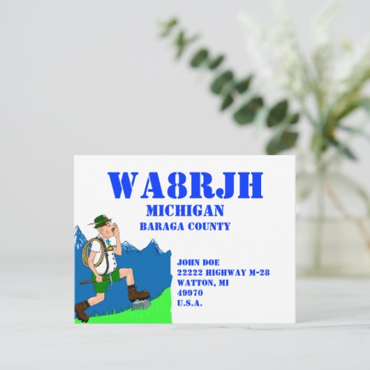 Entwerfen Sie Ihre eigene QSL HAM Radio Ops Yodele Postkarte (Stehend Vorderseite)