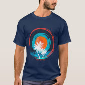 Entwerfen Sie Ihre eigene Retro Art Tropical Sunse T-Shirt (Vorderseite)