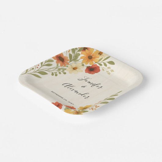Entwerfen Sie Ihre eigene rustikale Blumenhochzeit Pappteller (Gewinkelt)
