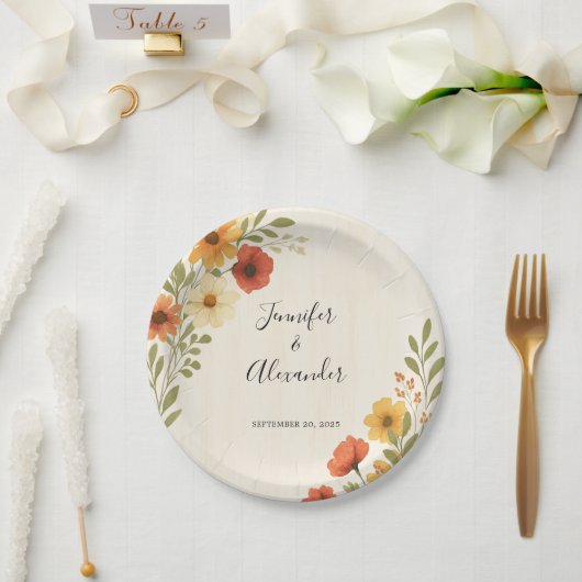Entwerfen Sie Ihre eigene rustikale Blumenhochzeit Pappteller (Hochzeit)