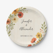 Entwerfen Sie Ihre eigene rustikale Blumenhochzeit Pappteller (Vorderseite)