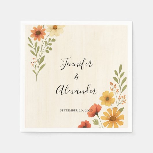 Entwerfen Sie Ihre eigene rustikale Blumenhochzeit Serviette (Vorderseite)