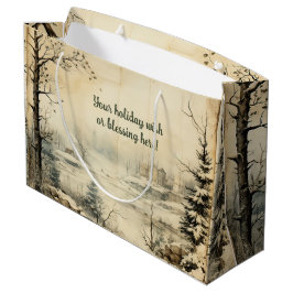 Entwerfen Sie Ihre eigene Vintage Winterdorflandsc Große Geschenktüte