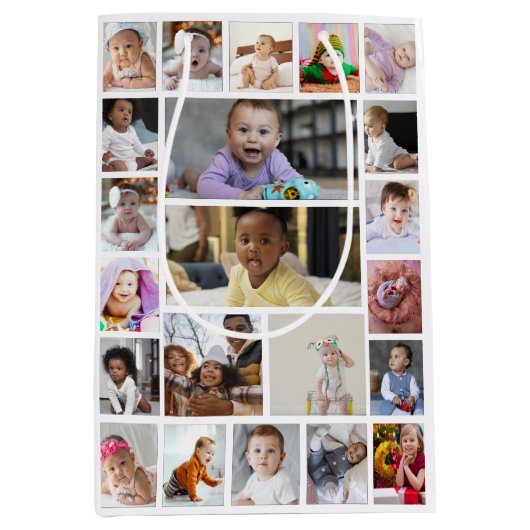Entwerfen Sie Ihre eigenen 22 Bilder Collage Gerah Mittlere Geschenktüte (Vorderseite)