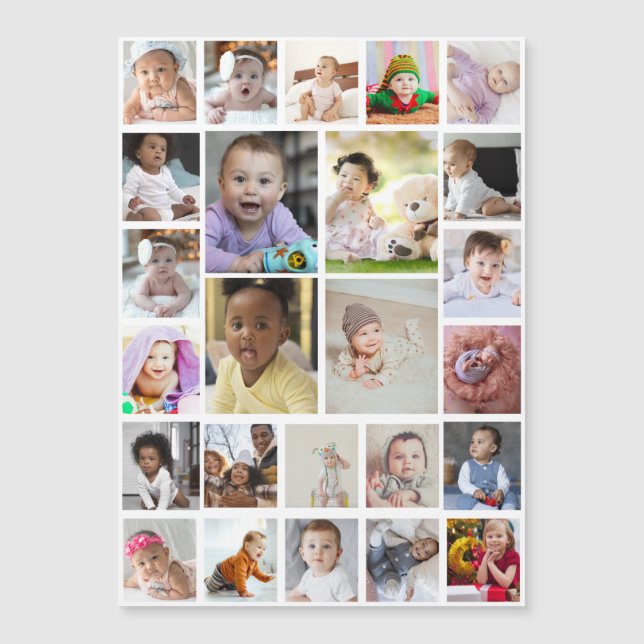 Entwerfen Sie Ihre eigenen 25 Bilder Collage Gerah Magnetkarte (Vorderseite)