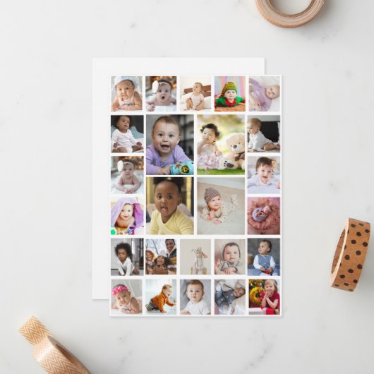 Entwerfen Sie Ihre eigenen 25 Bilder Collage Gerah Mitteilungskarte (Vorderseite/Rückseite Beispiel)