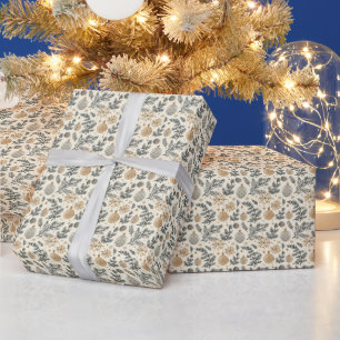 Entwerfen Sie Ihre eigenen Goldenen Ornamente Pine Geschenkpapier