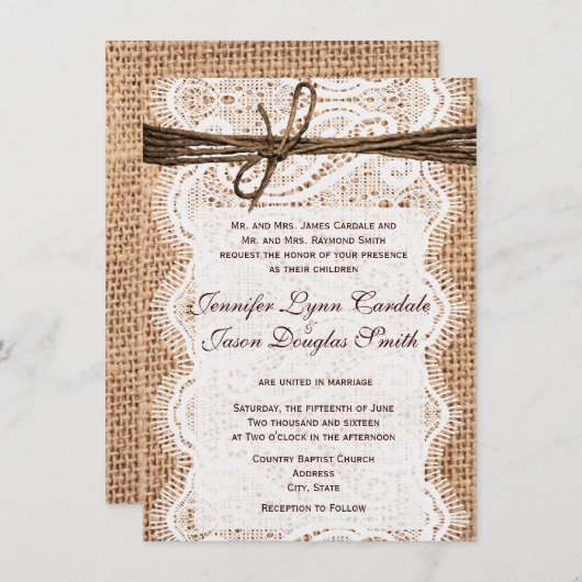 Entwerfen Sie Ihre eigenen rustikalen Hochzeitsein Einladung (Vorne/Hinten)