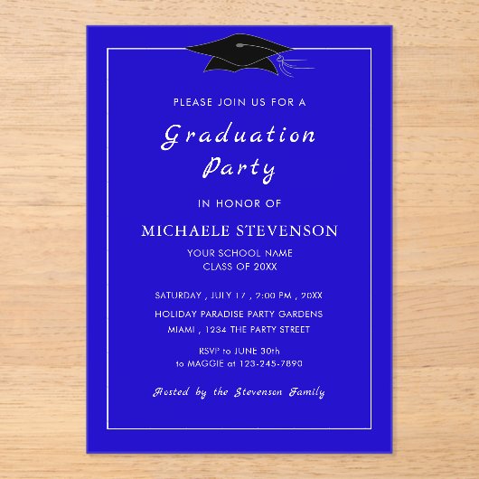 Entwerfen Sie Ihren eigenen Acryl-Abschluss. Acryleinladungen (Vorderseite)