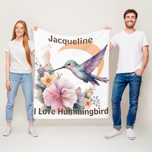 Entwerfen Sie Ihren eigenen Aquarell Hummingbird-I Fleecedecke (Beispiel)