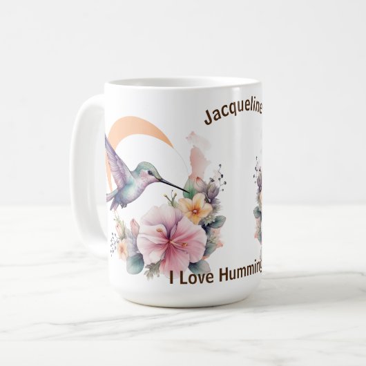 Entwerfen Sie Ihren eigenen Aquarell Hummingbird-I Kaffeetasse (Vorderseite Links)