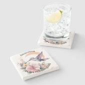 Entwerfen Sie Ihren eigenen Aquarell Hummingbird-I Steinuntersetzer (Seitenansicht)