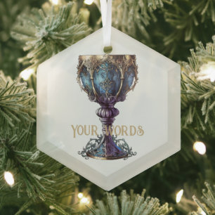 Entwerfen Sie Ihren eigenen blauen und Lila goldge Ornament Aus Glas