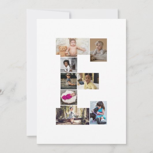 Entwerfen Sie Ihren eigenen Letter E FotoCollage Dankeskarte (Vorderseite)