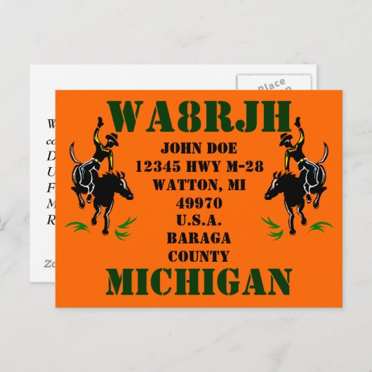 Entwerfen Sie Ihren eigenen QSL HAM Radio Ops Card Postkarte (Vorne/Hinten)