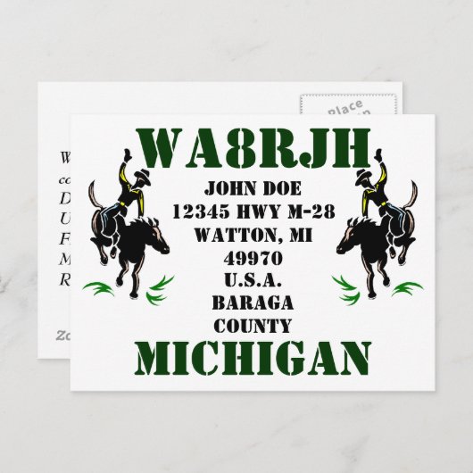 Entwerfen Sie Ihren eigenen QSL HAM Radio Ops Card Postkarte (Vorne/Hinten)