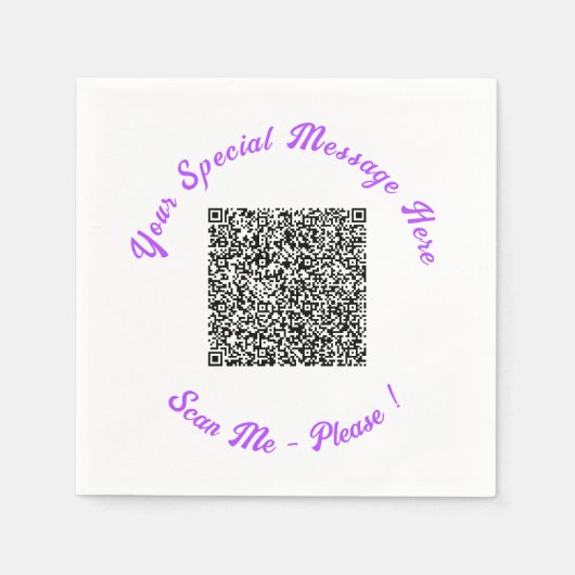 Entwerfen Sie Ihren eigenen Text und QR-Code Napki Serviette (Vorderseite)