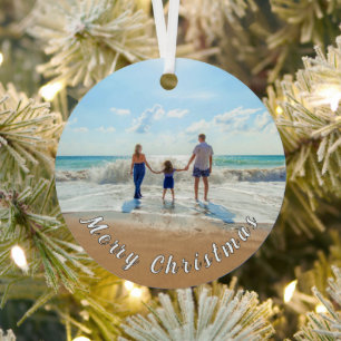 Entwerfen Sie Ihren Familienfoto-Weihnachtsschmuck Ornament Aus Metall
